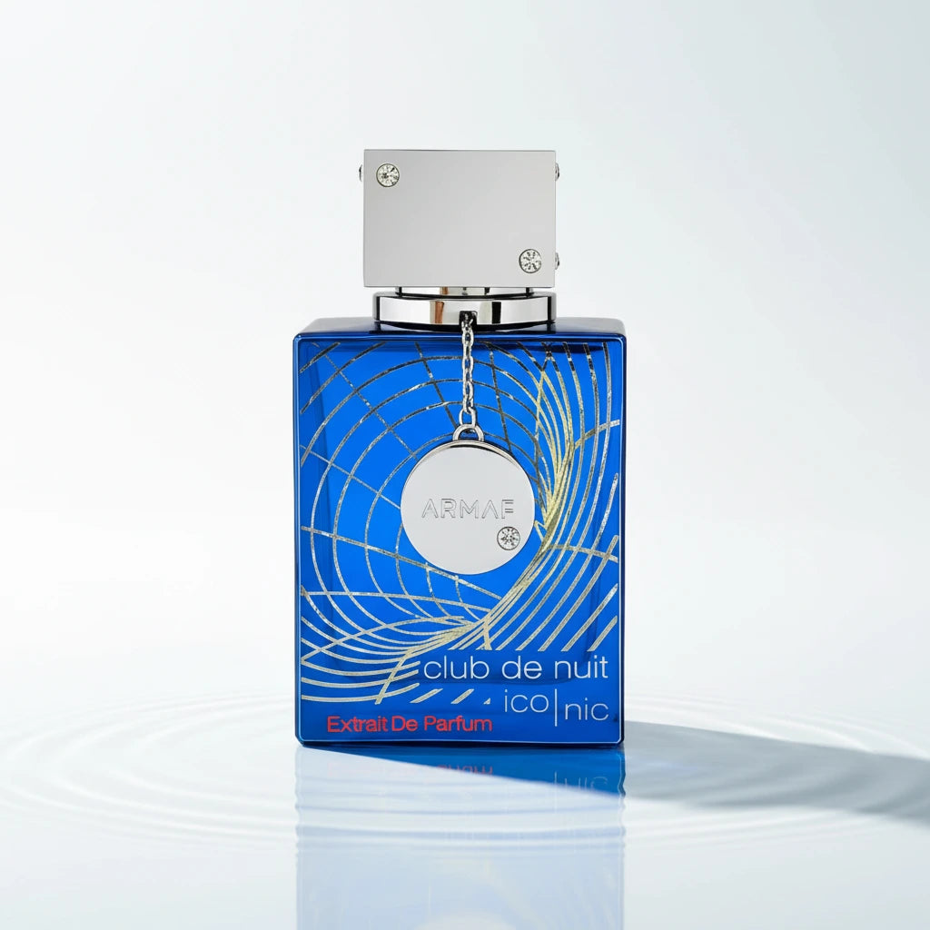 Armaf Club de Nuit Iconic Extrait bottle detail on white, square and centered