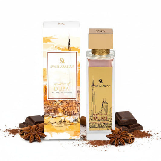 Swiss Arabian Dubai perfume bottle and packaging on a white background