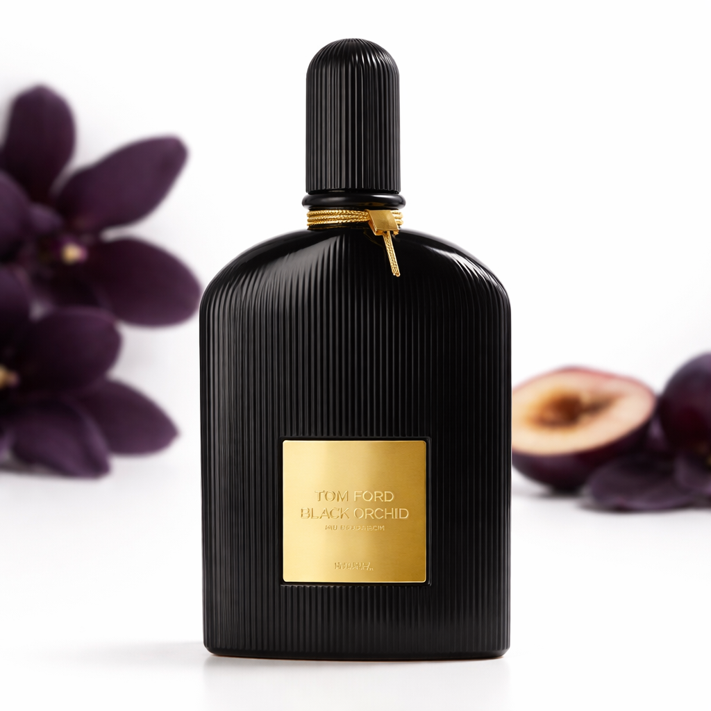 Tom Ford Black Orchid EDP 100ml—black fluted bottle on white, square and centered