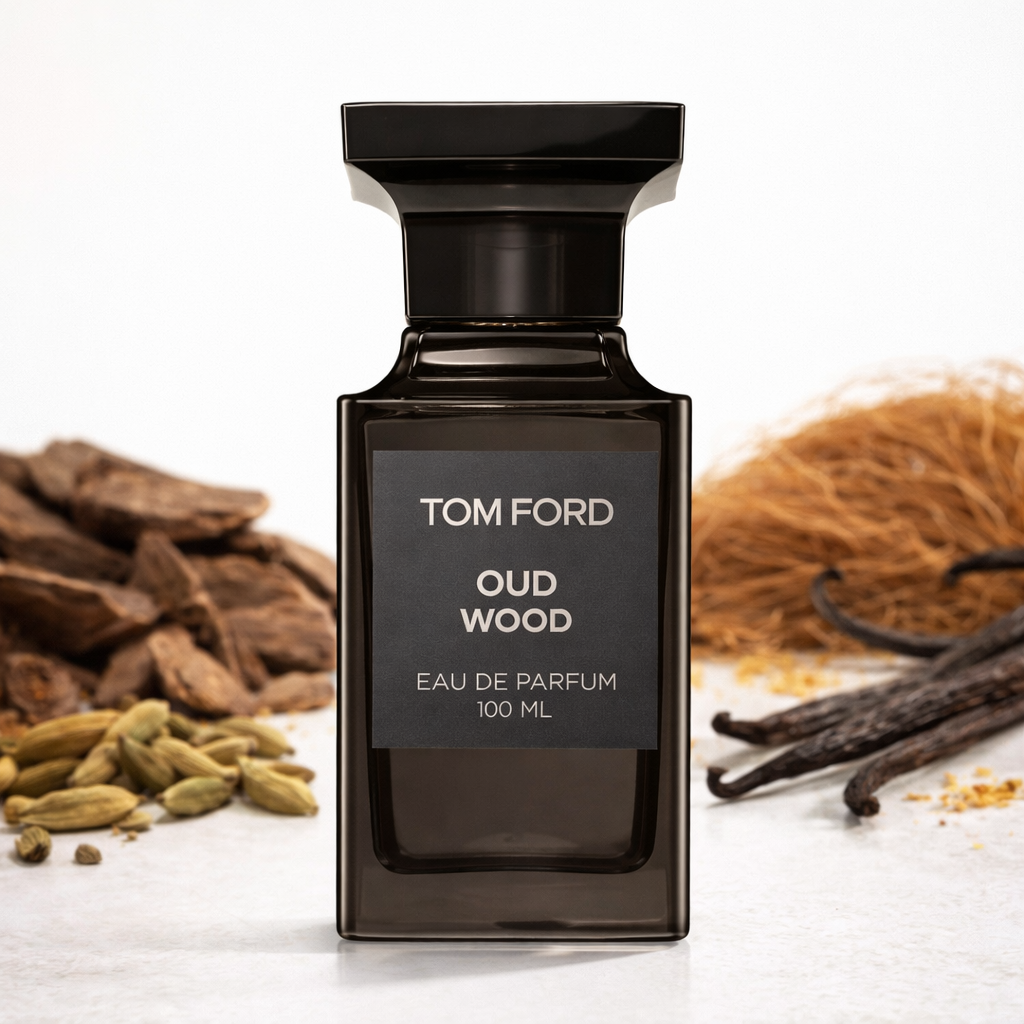 Tom Ford Oud Wood EDP 3.4oz—luxury bottle on white, square and centered